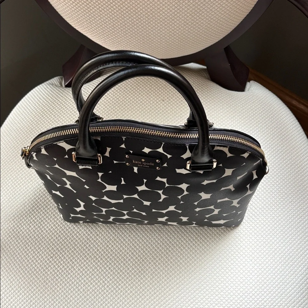 Kate Spade Black and White Polka Dot Satchel Bag Grove Street Printed